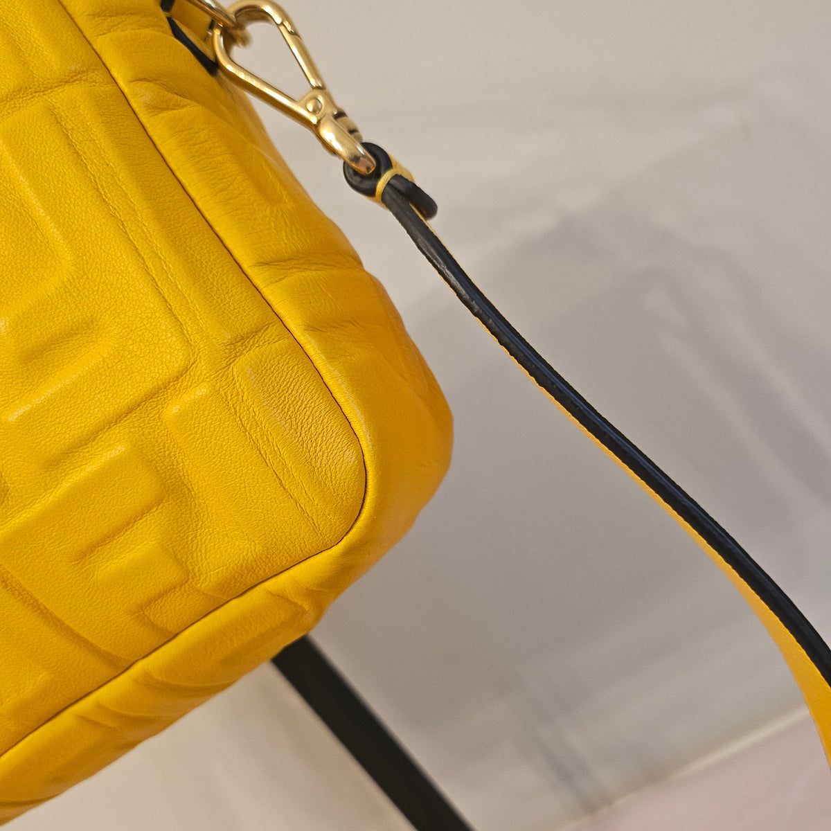 Fendi Yellow Embossed FF Baguette Leather Shoulder & Crossbody Bag | COA Included