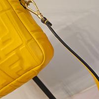 Fendi Yellow Embossed FF Baguette Leather Shoulder & Crossbody Bag | COA Included