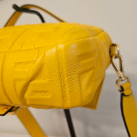 Fendi Yellow Embossed FF Baguette Leather Shoulder & Crossbody Bag | COA Included