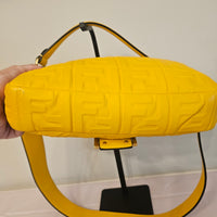 Fendi Yellow Embossed FF Baguette Leather Shoulder & Crossbody Bag | COA Included