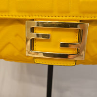 Fendi Yellow Embossed FF Baguette Leather Shoulder & Crossbody Bag | COA Included