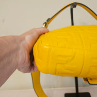 Fendi Yellow Embossed FF Baguette Leather Shoulder & Crossbody Bag | COA Included