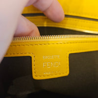Fendi Yellow Embossed FF Baguette Leather Shoulder & Crossbody Bag | COA Included